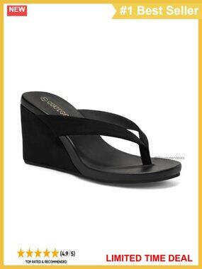 Womens Platform Wedge Thong Sandals Slip On Faux Suede Summer Beach Shoes